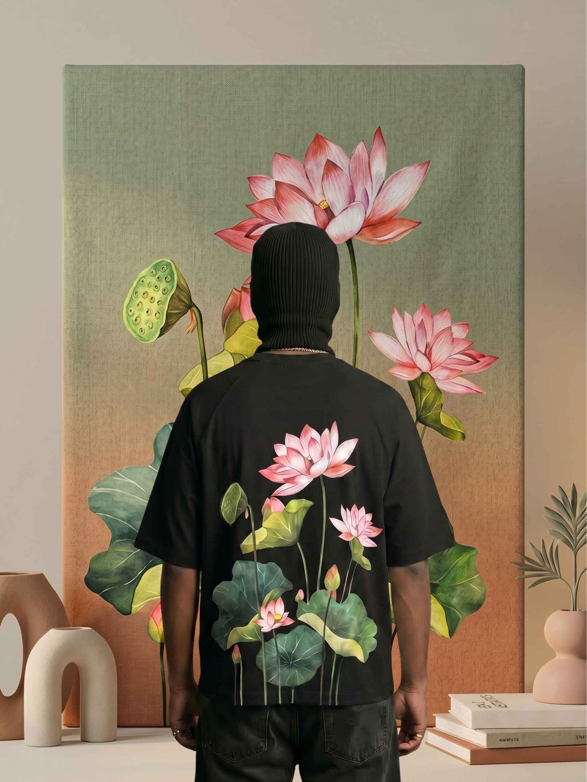 "White lotus"  Zero-G Raglan - Black