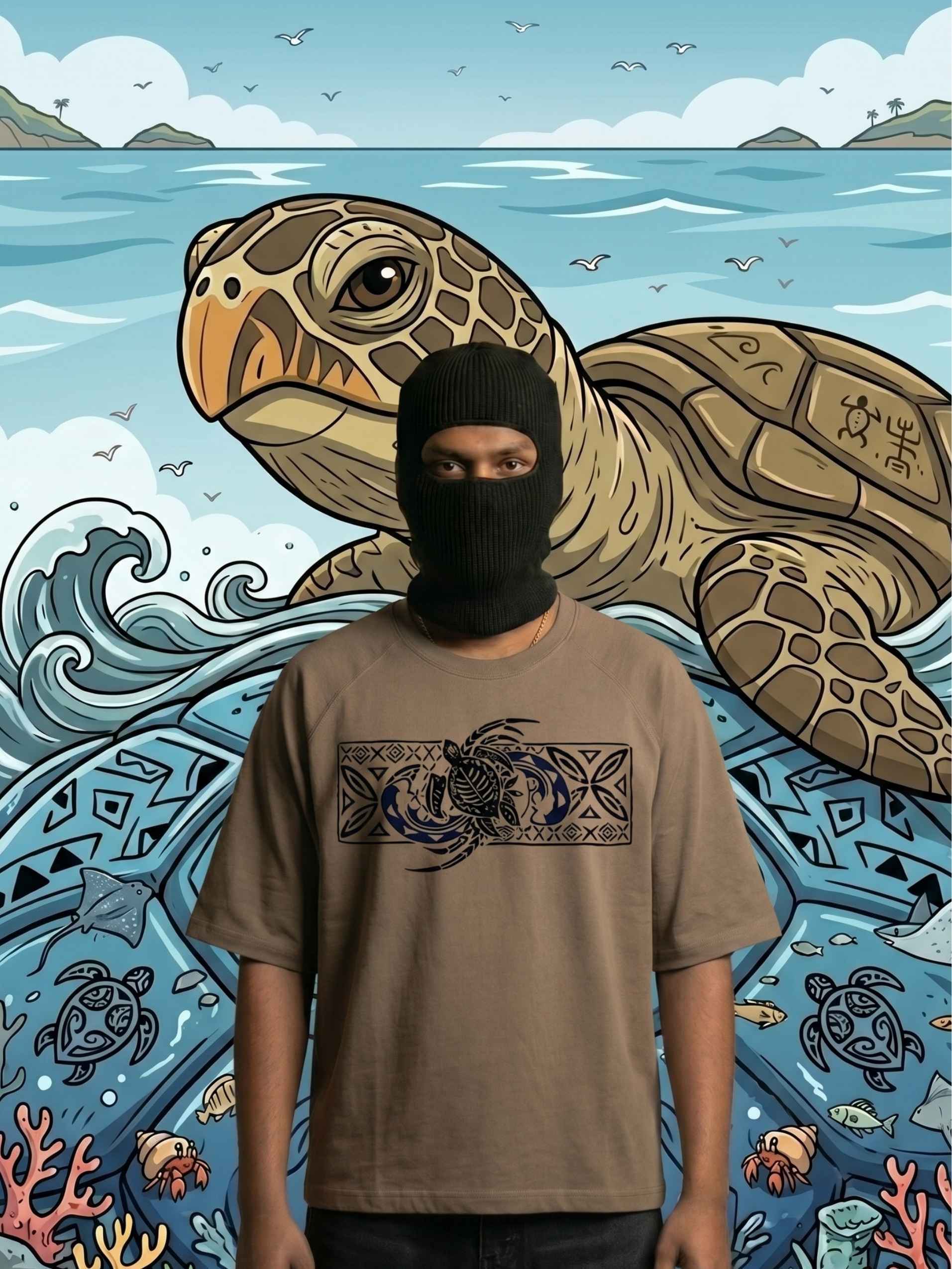 Tribal Honu Zero-G Raglan - Brown