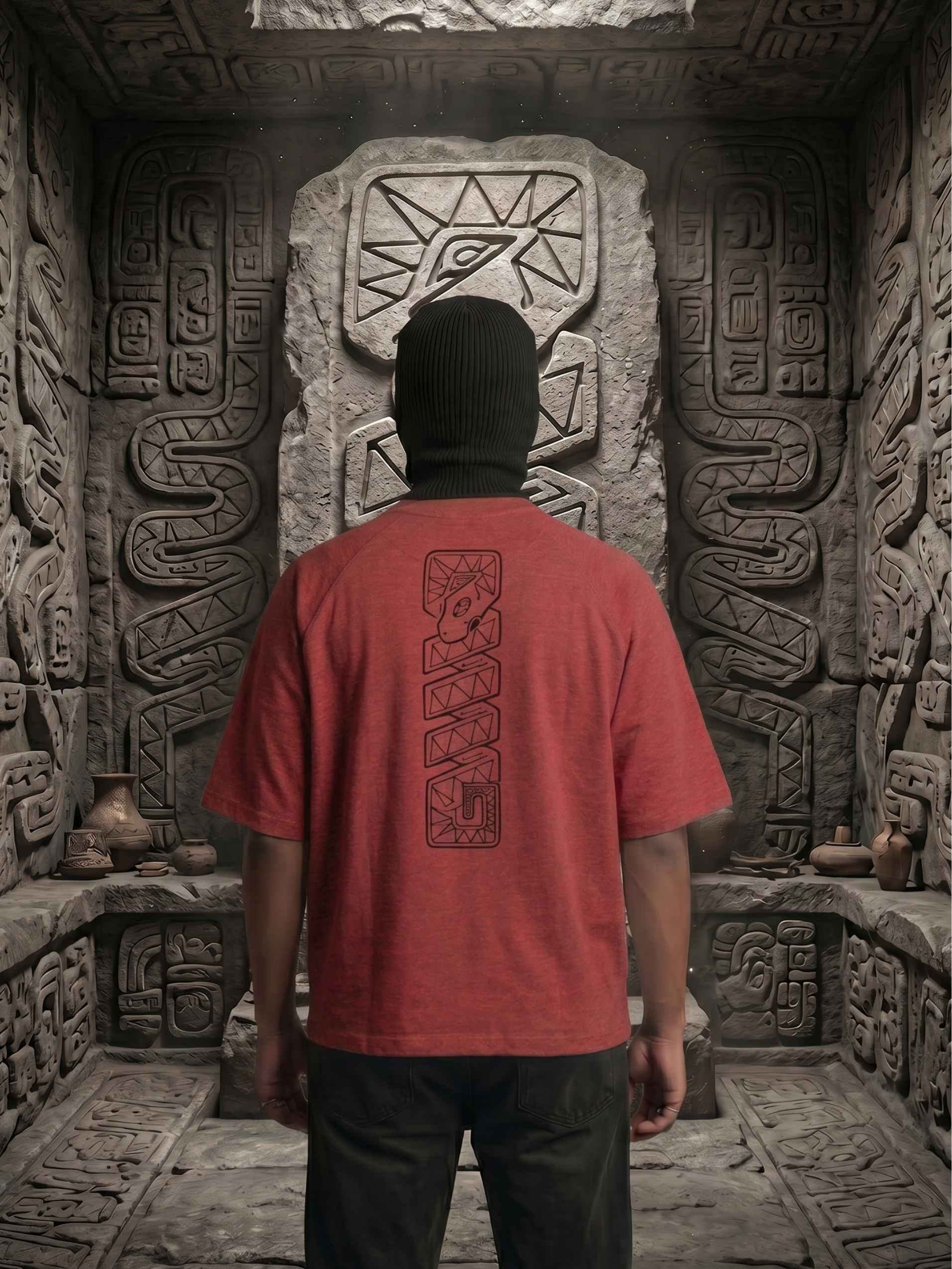 Ancient Glyph Zero-G Raglan - Red