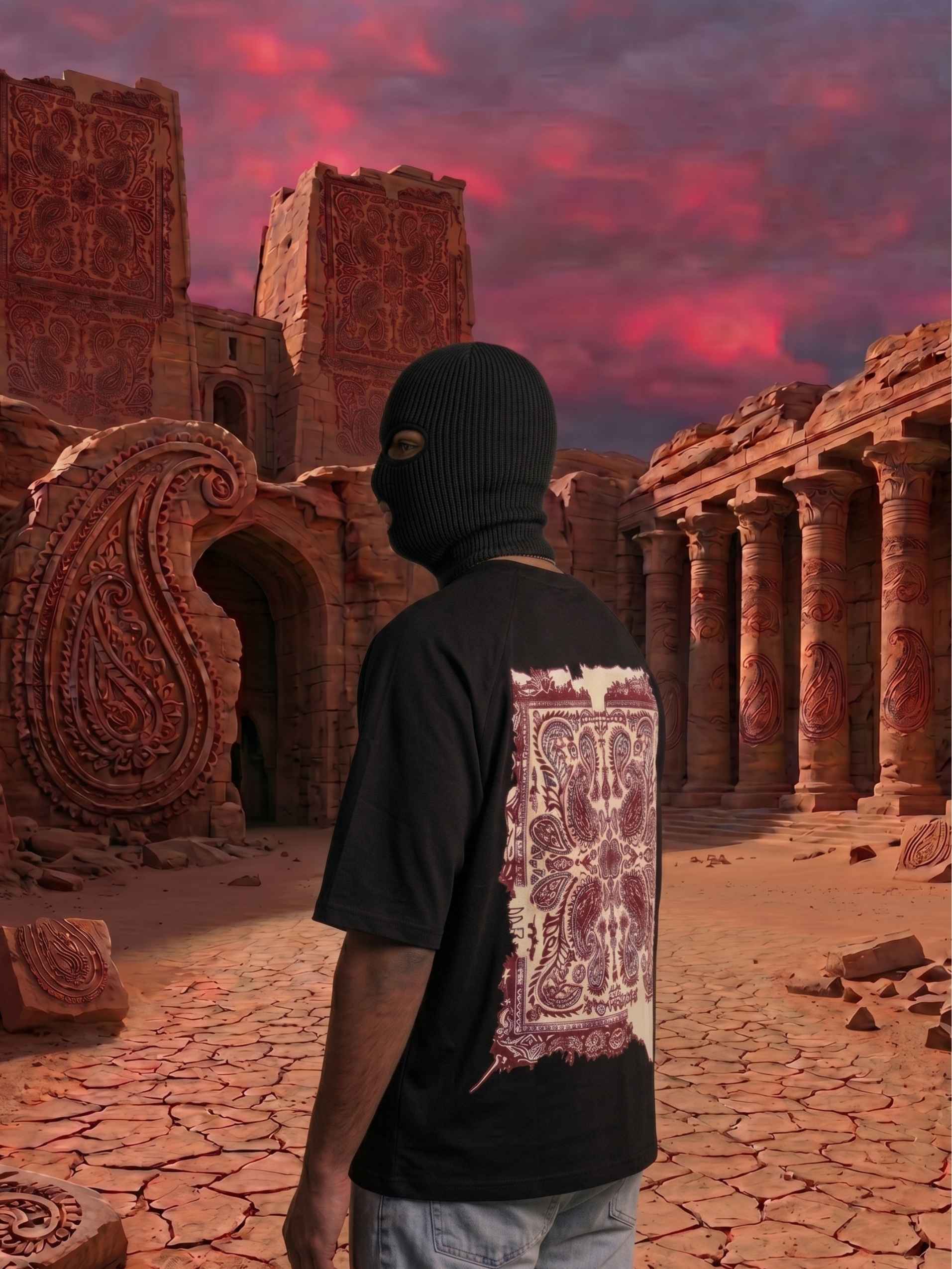Ruins Tapestry Zero-G Raglan - Black