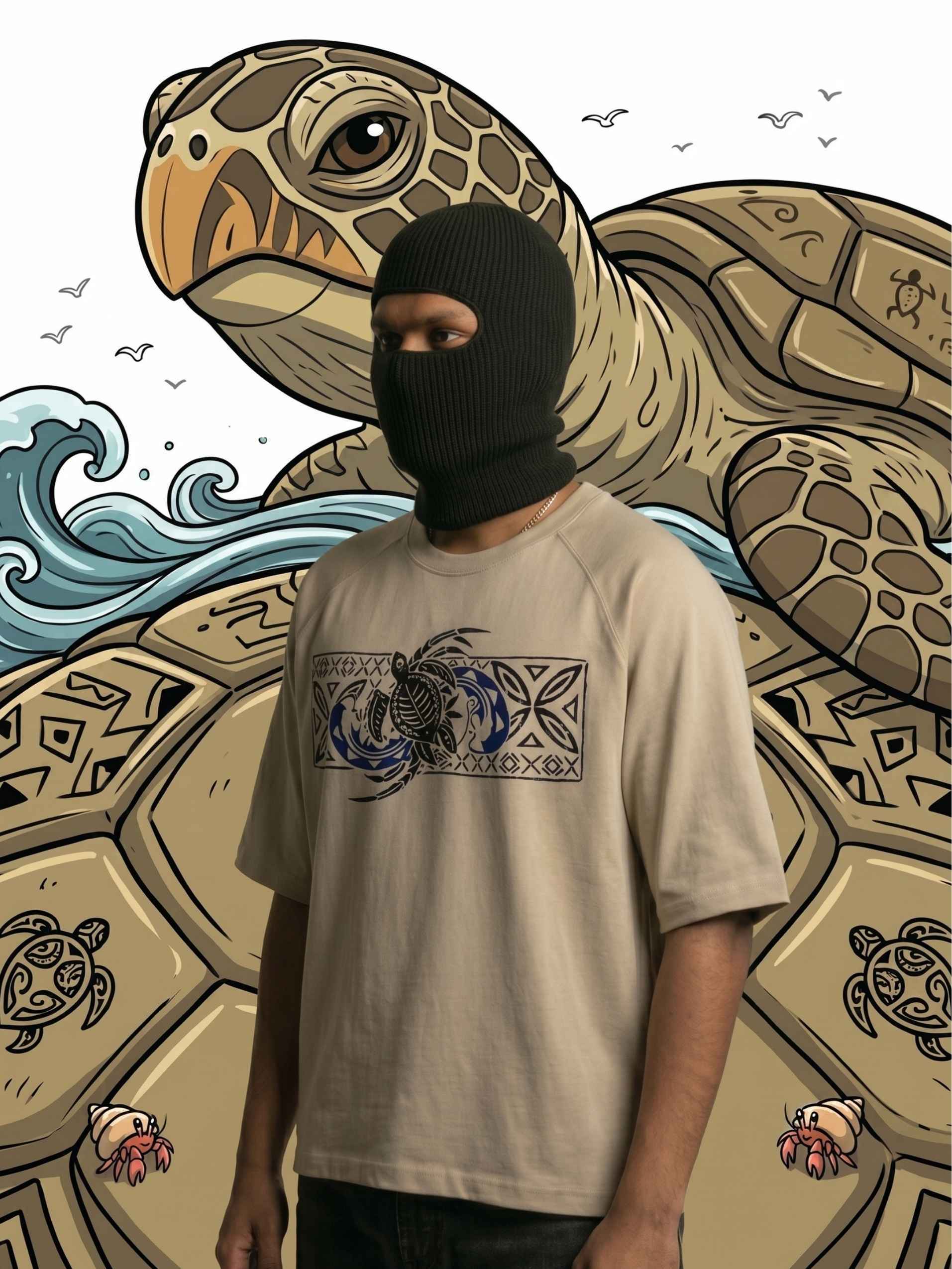 Tribal Honu Zero-G Raglan - Beige