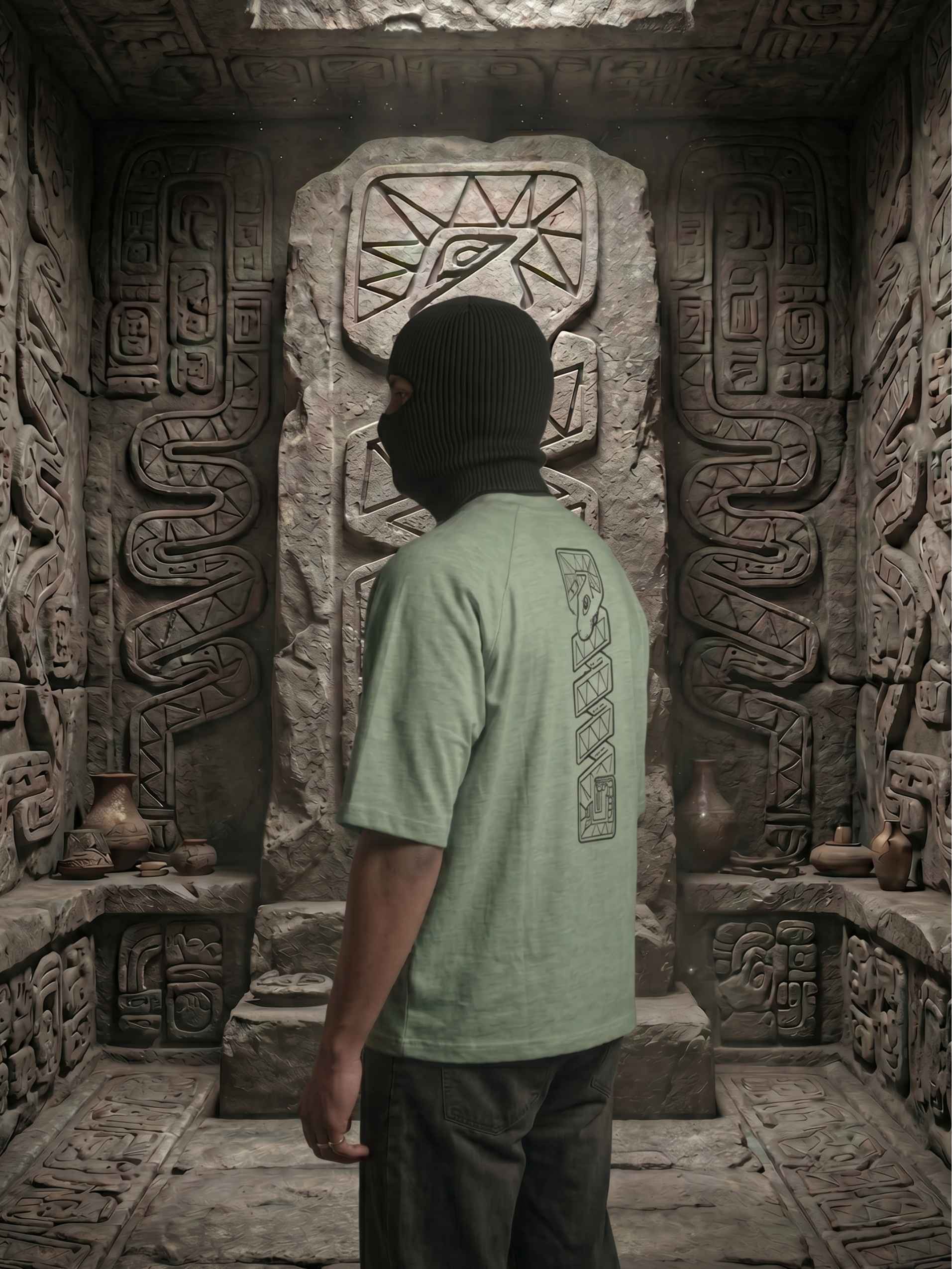 Ancient Glyph Zero-G Raglan - Green