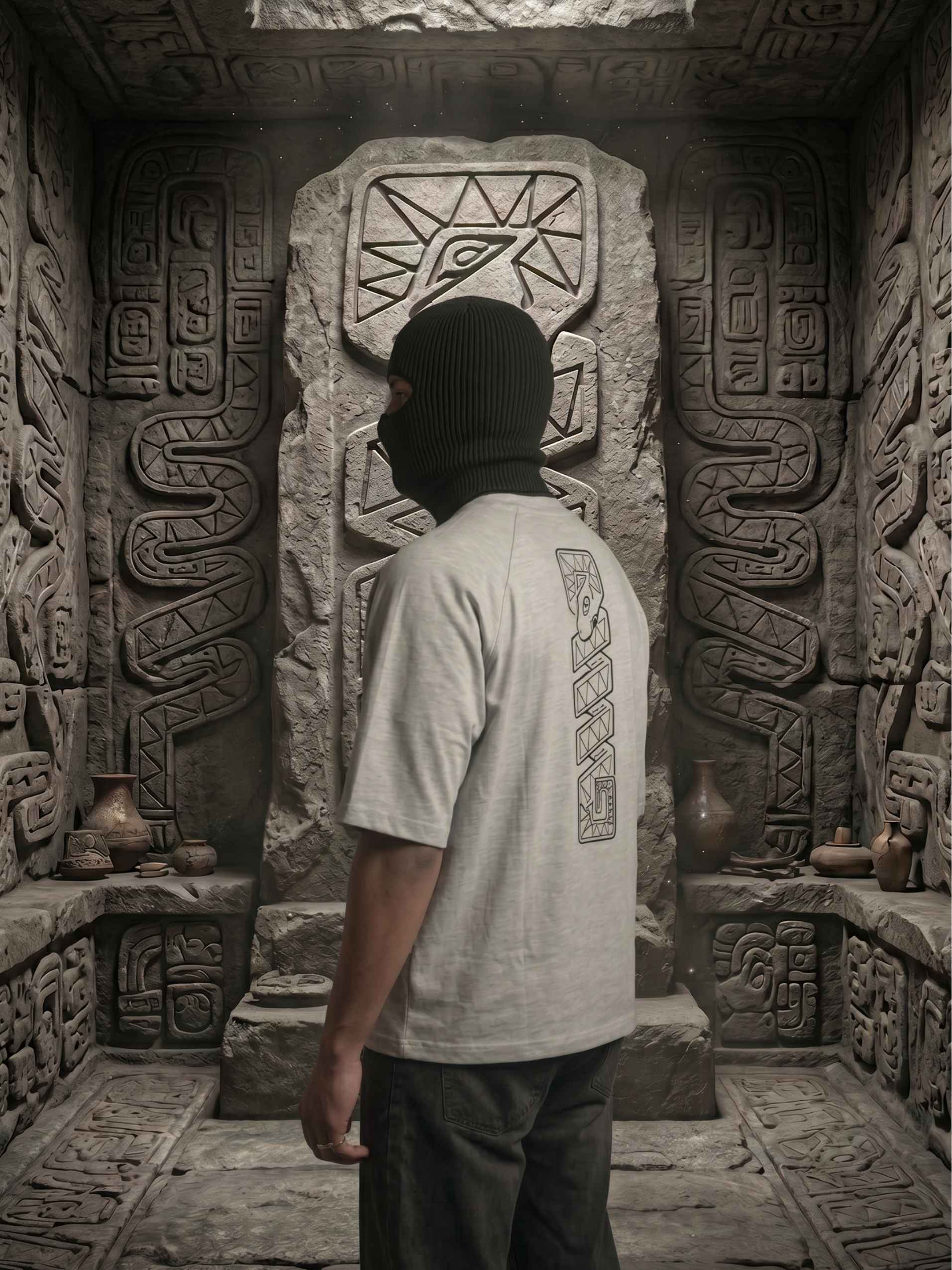 Ancient Glyph Zero-G Raglan - Grey