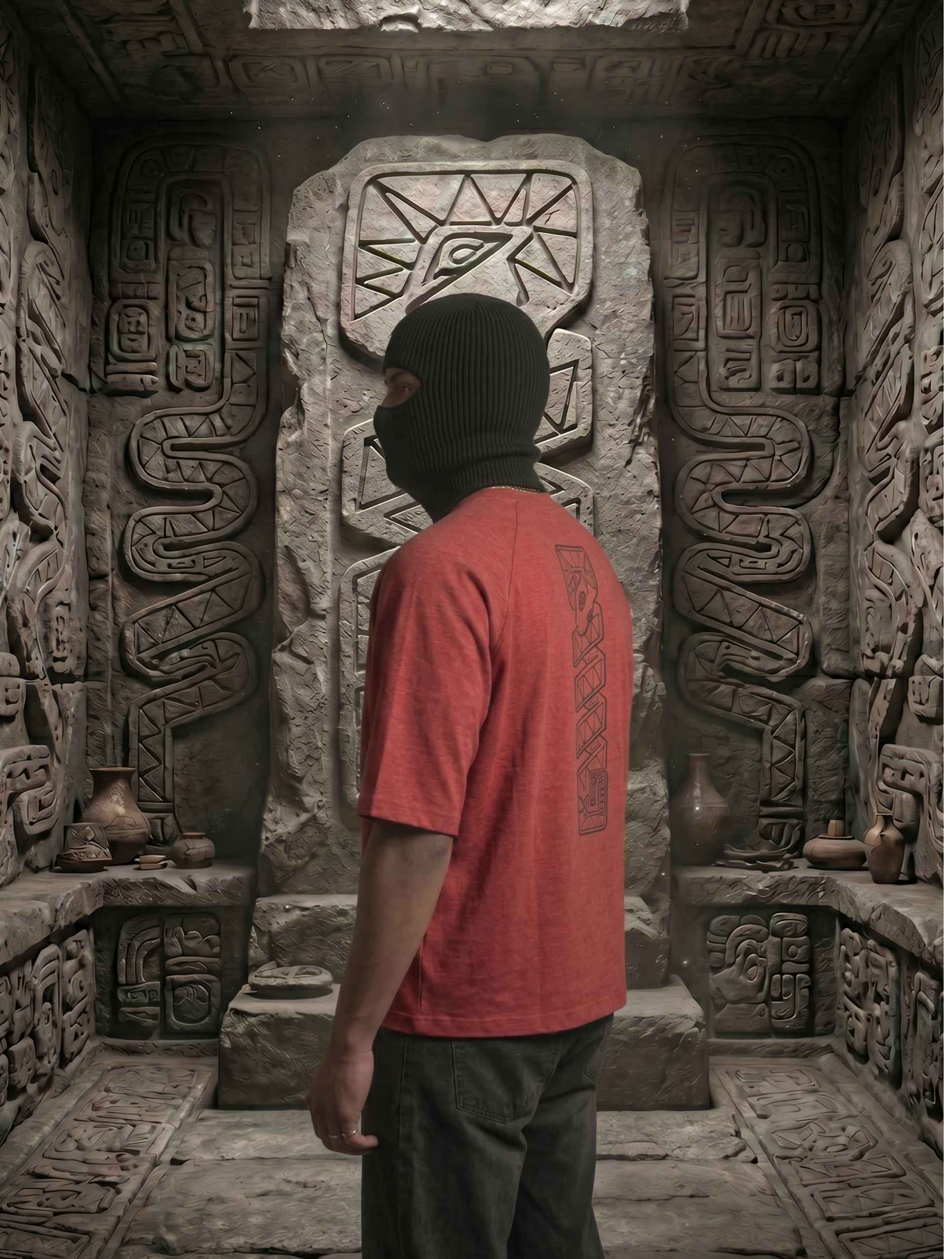 Ancient Glyph Zero-G Raglan - Red