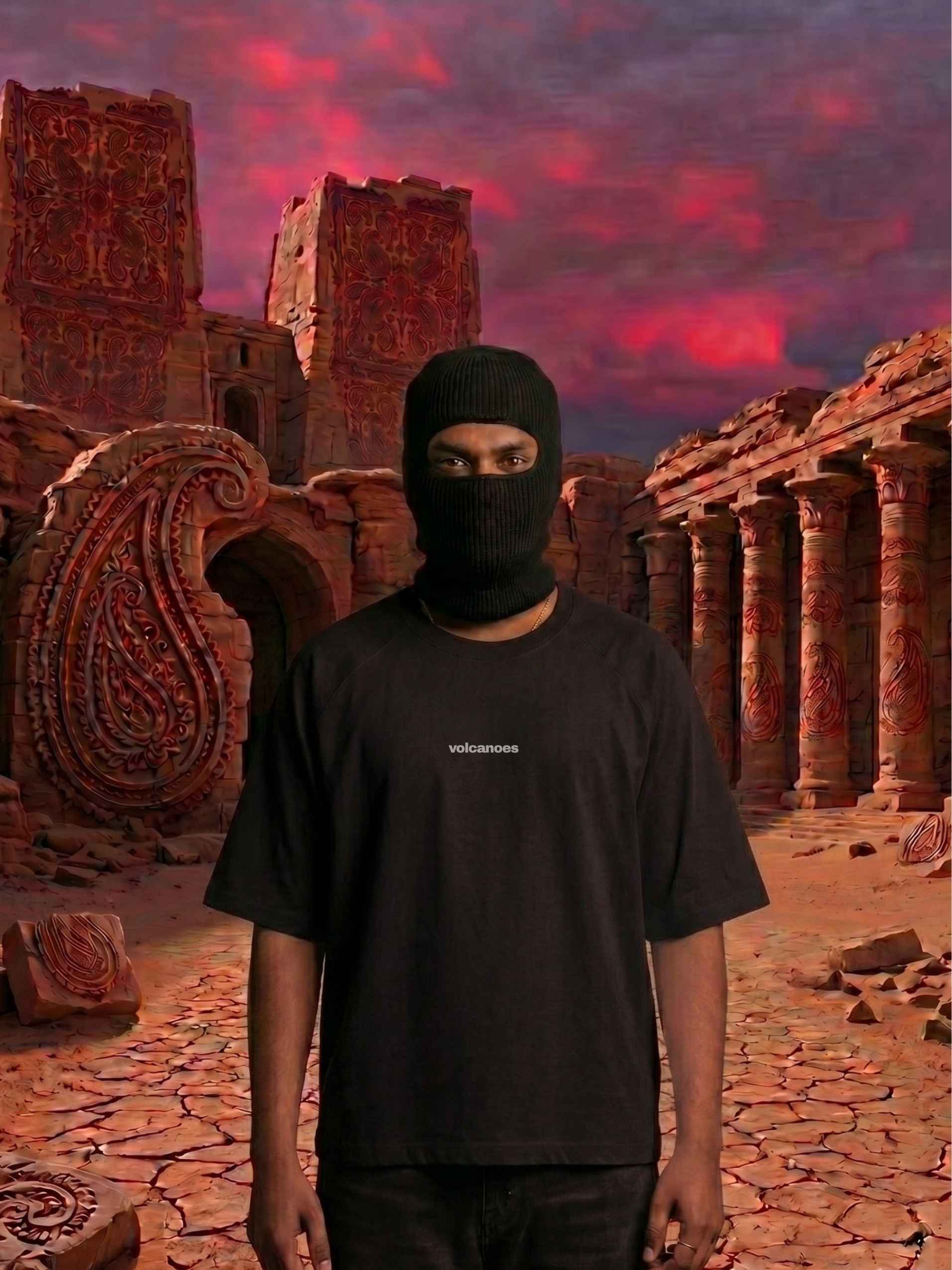 Ruins Tapestry Zero-G Raglan - Black