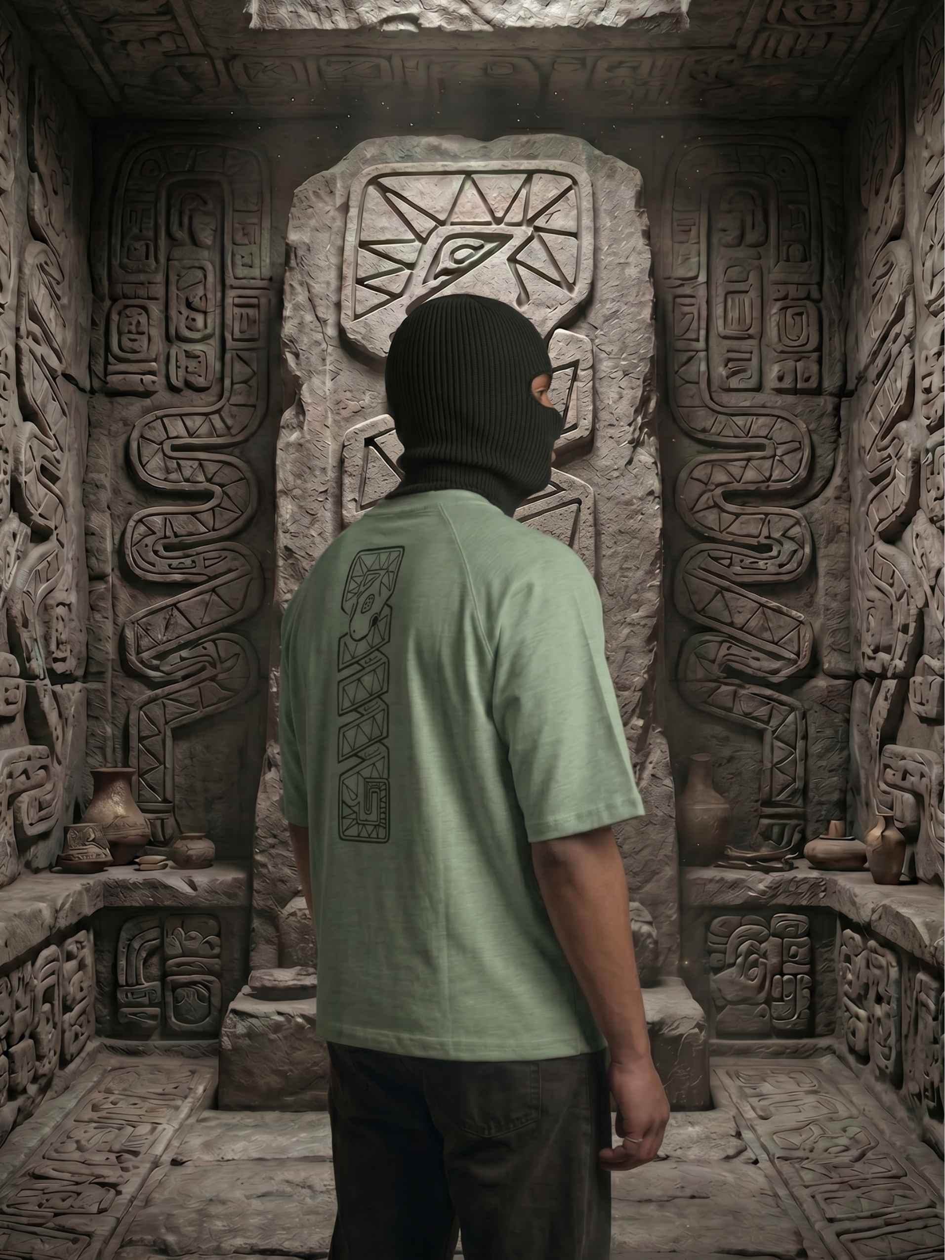 Ancient Glyph Zero-G Raglan - Green