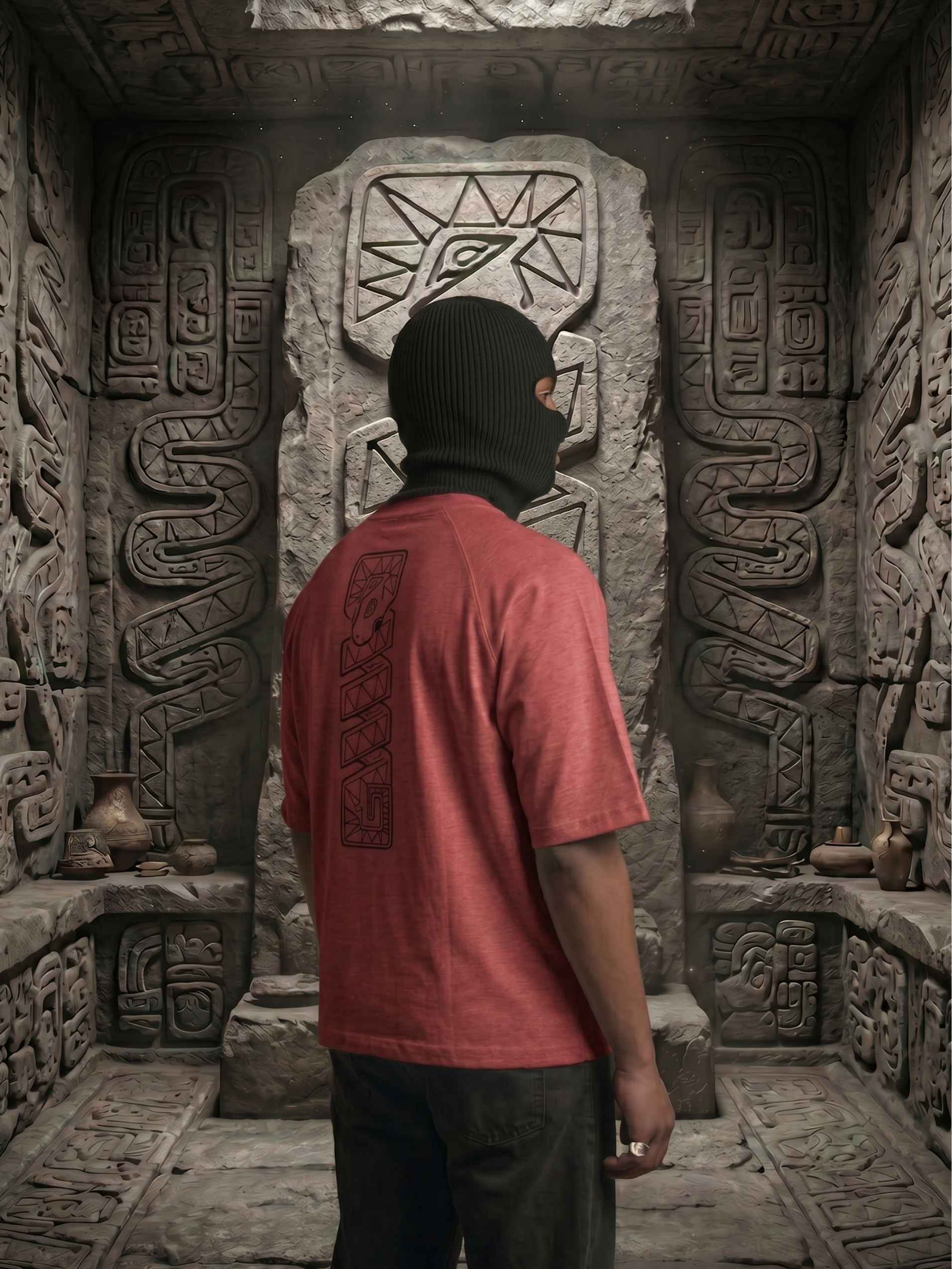 Ancient Glyph Zero-G Raglan - Red